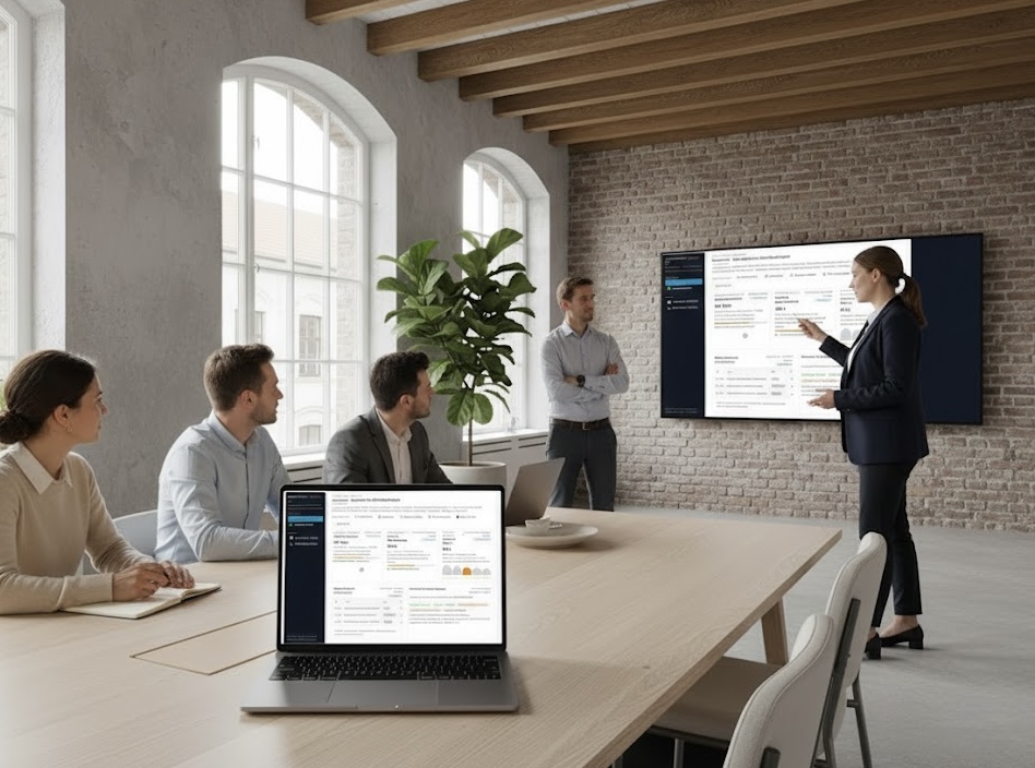 Team arbeitet am Decision-Log, RACI und Operating Rhythm – Kickstart Day